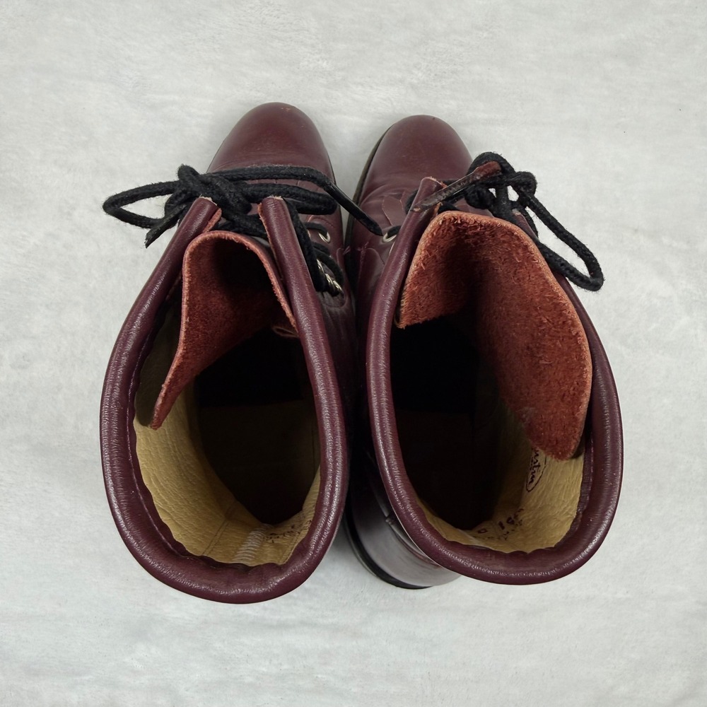 Justin L510 Burgundy Leather Lace Up Roper Boots Kiltie Fringe USA Made 7B - Picture 6 of 14